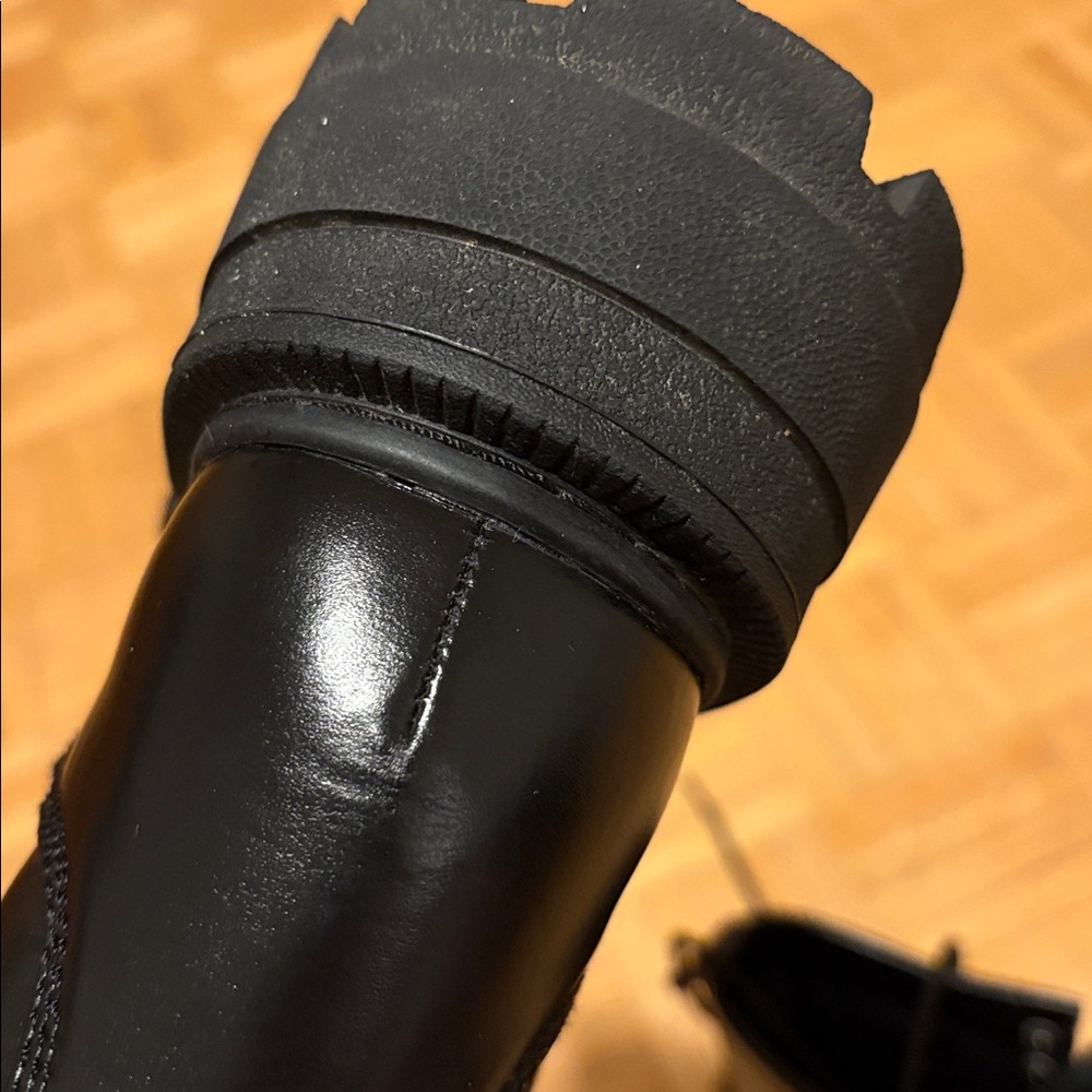 Eytys Black Leather Lace-Up Square-Toe Combat Boots - Picture 11 of 16